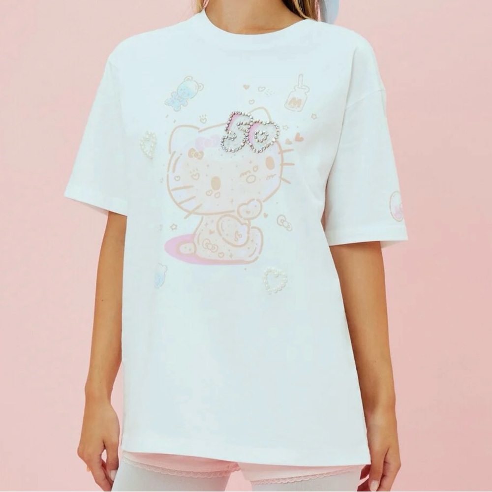Hello Kitty White and Pink Short Sleeve Tee